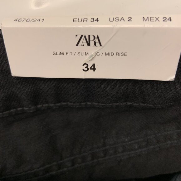 Women's Zara Black Slim Cargo Pants Trousers Jeans Denim Size US 2 - Picture 9 of 9